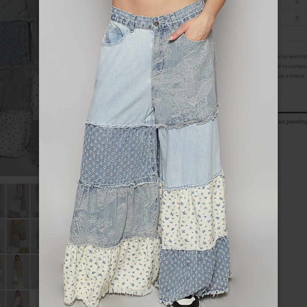 POL Light Blue Patchwork Flare Jeans - Picture 2 of 4